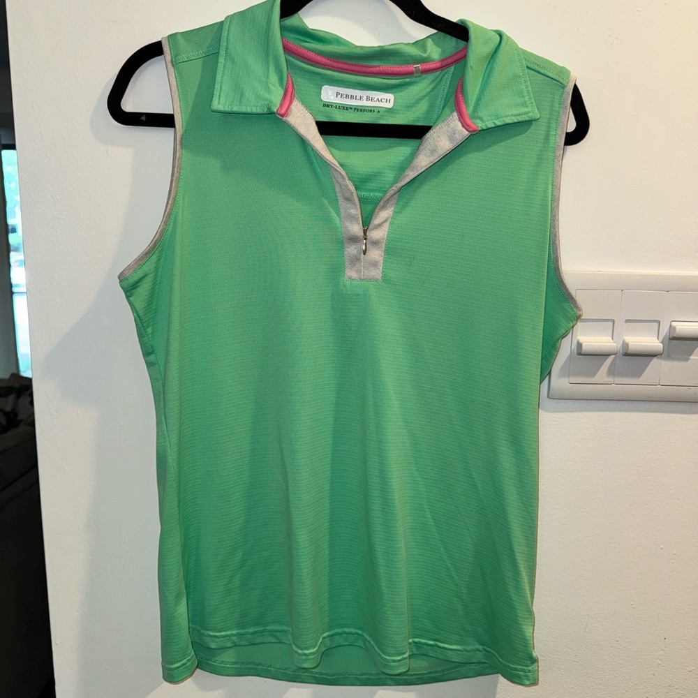 Pebble Beach Mint Green Polo with Pink Trim